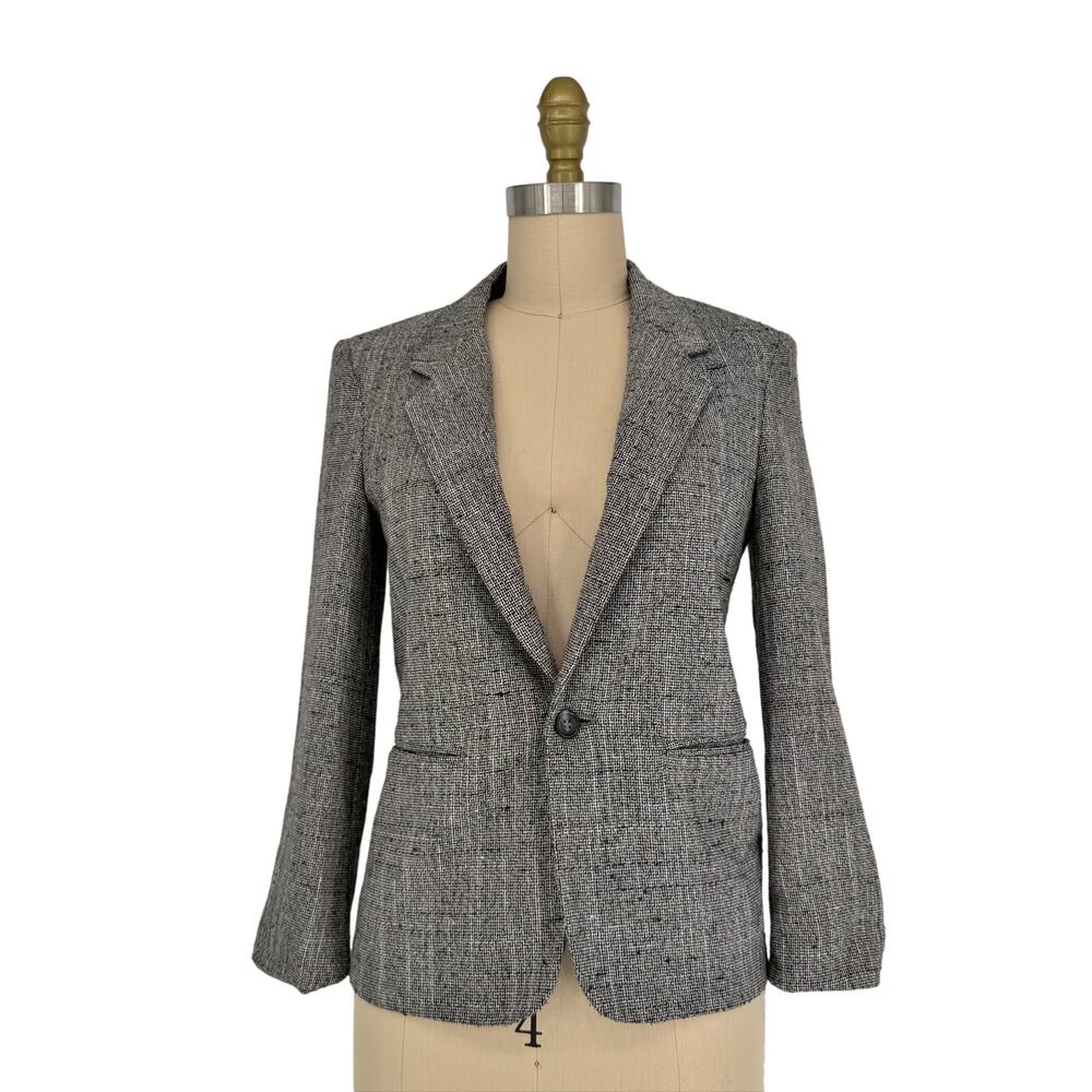 Vintage Carlo Stella Fitted Tweed Blazer Jacket Womens XS Single-Breasted